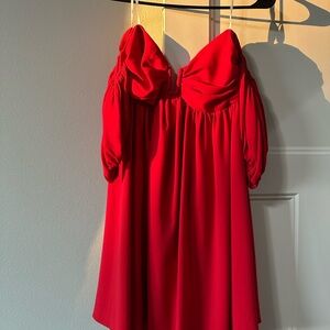 Lulus My Dream Date Red Off-the-Shoulder Mini Dress